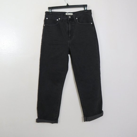 Madewell Denim - Madewell 27 Classic Straight Leg Jeans Black Wash High Rise Ankle Cropped